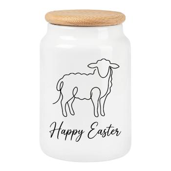 Joyeuses Pâques, jolie chemise printemps Lamb Lamb, sweat à capuche, casquette - Boîte à biscuits avec couvercle en bois - blanc - Devant