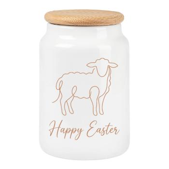 Joyeuses Pâques, Chemise de printemps Lamb Twin, Sweat à capuche, sac - Boîte à biscuits avec couvercle en bois - blanc - Devant