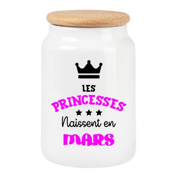 Princesse née en Mars Super Cadeau Anniversaire - Boîte à biscuits avec couvercle en bois - blanc - Devant