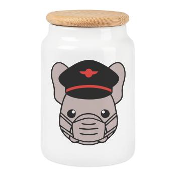 Pilote Frenchie Pilote Pilote Volant - Boîte à biscuits avec couvercle en bois - blanc - Devant