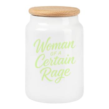 Woman of a Certain Rage light green saying design - Cookie Jar with Wooden Lid - white - Front