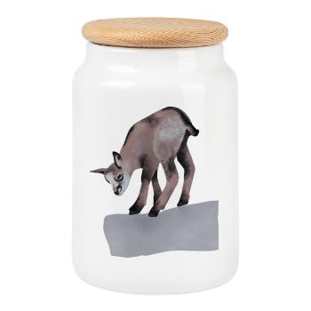 Chamois sur le rocher - Boîte à biscuits avec couvercle en bois - blanc - Devant