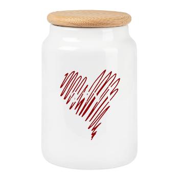Ich liebe Lettland, Herz Lettland - Keksdose mit Holzdeckel - Weiß - Vorne