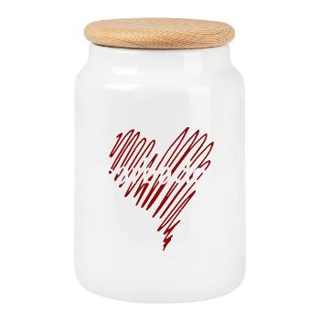 I love Barbados, heart Barbados - Cookie Jar with Wooden Lid - white - Front