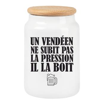 Un Vendeen Ne Subit Pas La Pression Il La Boit ... - Boîte à biscuits avec couvercle en bois - blanc - Devant