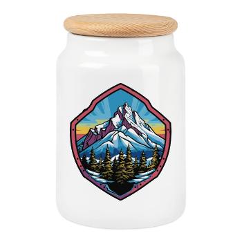 Berge - Keksdose mit Holzdeckel - Weiß - Vorne