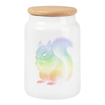 Écureuil - Boîte à biscuits avec couvercle en bois - blanc - Devant