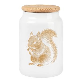 Écureuil - Boîte à biscuits avec couvercle en bois - blanc - Devant