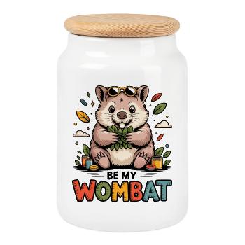 Doux amour de Wombat - Boîte à biscuits avec couvercle en bois - blanc - Devant