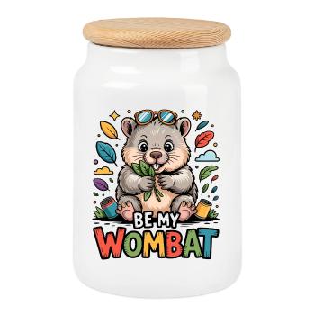 Be My Wombat : Beauté du design - Boîte à biscuits avec couvercle en bois - blanc - Devant