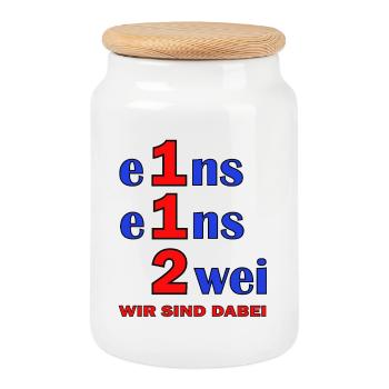 Eins Eins Zwei – Wir Sind Dabei - Feuerwehr - Keksdose mit Holzdeckel - Weiß - Vorne