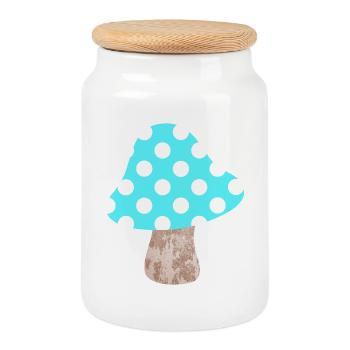 Pilz hellblau Dots Punkte Glück Kinderzimmer Wald - Keksdose mit Holzdeckel - Weiß - Vorne
