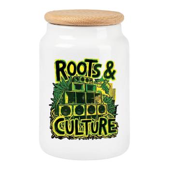 Roots Culture Dub Reggae - Boîte à biscuits avec couvercle en bois - blanc - Devant