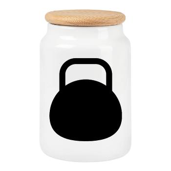 Kettle bell - Cookie Jar with Wooden Lid - white - Front