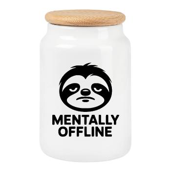 Mentally Offline Faulheit – Sarkastisches Zitat - Keksdose mit Holzdeckel - Weiß - Vorne