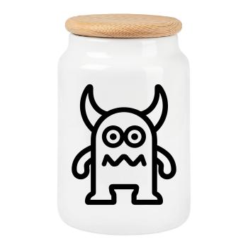 monstre - Boîte à biscuits avec couvercle en bois - blanc - Devant