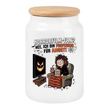 Horrorfilm-Fan Professor Angst - Keksdose mit Holzdeckel - Weiß - Vorne