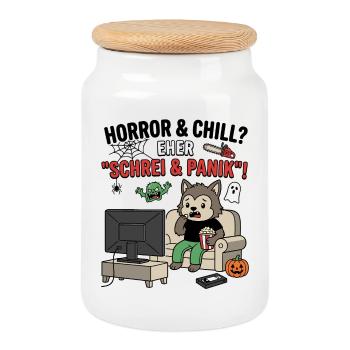 Cri et panique à Horror Chill - Boîte à biscuits avec couvercle en bois - blanc - Devant