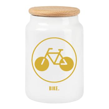 Minimalistisches Rennrad Design – BIKE. (Edles Gol - Keksdose mit Holzdeckel - Weiß - Vorne