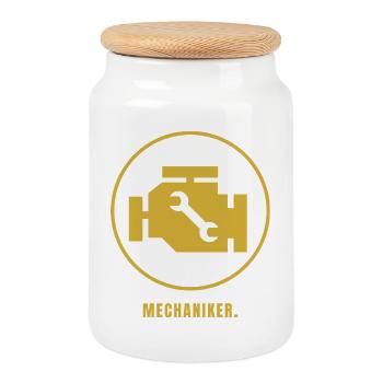 T-shirt Mechanic Minimalist Gold Design – - Boîte à biscuits avec couvercle en bois - blanc - Devant