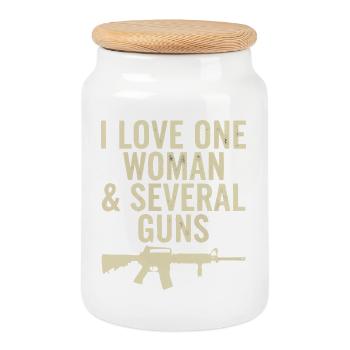 Une Femme, Plusieurs Armes : Humour Chasse - Boîte à biscuits avec couvercle en bois - blanc - Devant