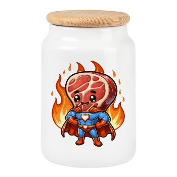 Cool Grill Superhero Steak Griller BBQ Hero - Cookie Jar with Wooden Lid - white - Front