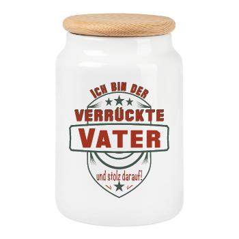Verrückter Vater Stolz Shirt - Keksdose mit Holzdeckel - Weiß - Vorne