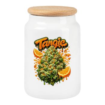 Tangie Orange Graffiti-Druck - Keksdose mit Holzdeckel - Weiß - Vorne