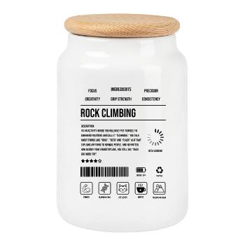 Description de l’escalade sur roche Icône de force - Boîte à biscuits avec couvercle en bois - blanc - Devant