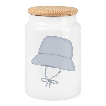 Pastel Bucket Hat with Chin Strap - Cookie Jar with Wooden Lid - white - Front