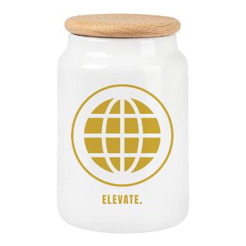 ELEVATE. Success Edition | Gold Mindset Design - Cookie Jar with Wooden Lid - white - Front
