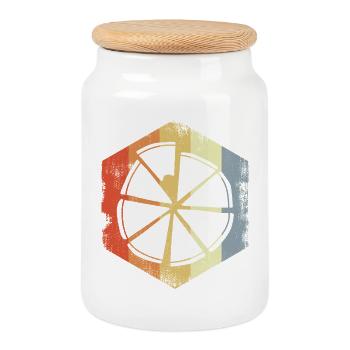 Classic pizza - Cookie Jar with Wooden Lid - white - Front