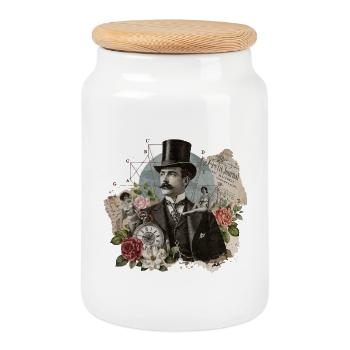 Collage fantastique victorien - Boîte à biscuits avec couvercle en bois - blanc - Devant