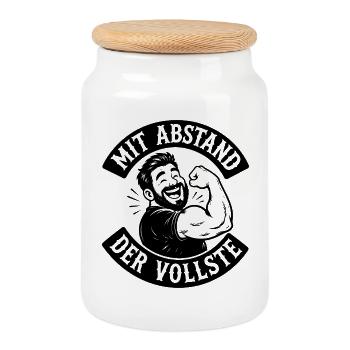 Malle 2026 Mit Abstand der Vollste - Keksdose mit Holzdeckel - Weiß - Vorne