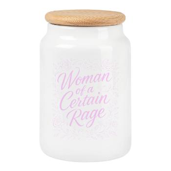 Femme d’une certaine rage Design Rose - Boîte à biscuits avec couvercle en bois - blanc - Devant