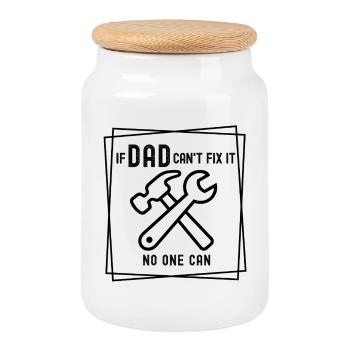 If Dad can't fix it - no one can - Cookie Jar with Wooden Lid - white - Front