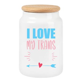 LGBTQ-Pride-Monat – Ich liebe meine trans Tochter - Keksdose mit Holzdeckel - Weiß - Vorne
