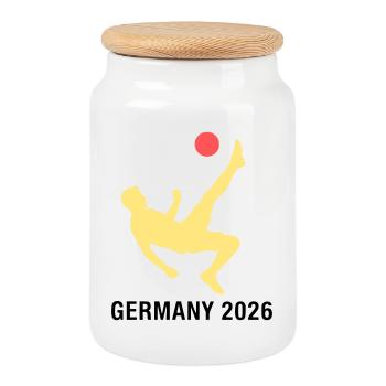 Fußballer 2026 Deutschland Fan - Keksdose mit Holzdeckel - Weiß - Vorne