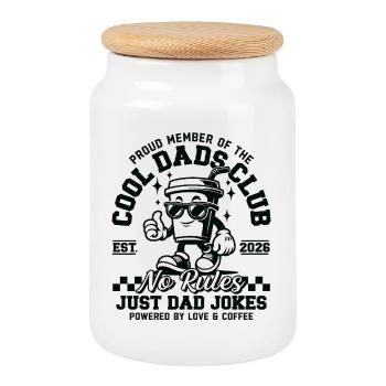 Dad 2026 Gift - Cool Dads Club - Cookie Jar with Wooden Lid - white - Front