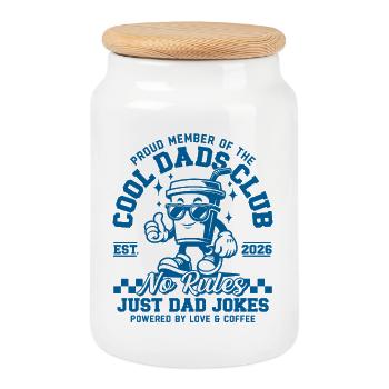 Cool Dads Club - Dad 2026 Gift - Cookie Jar with Wooden Lid - white - Front