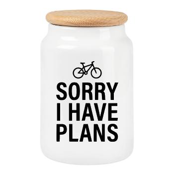 Bicycle Sorry I Have Plans MTB Funny - Cookie Jar with Wooden Lid - white - Front