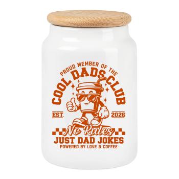 Dad 2026 Gift - Cool Dads Club - Cookie Jar with Wooden Lid - white - Front