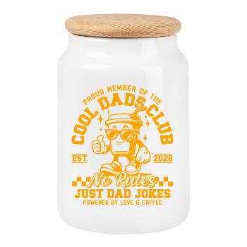 Dad 2026 Gift - Cool Dads Club - Cookie Jar with Wooden Lid - white - Front
