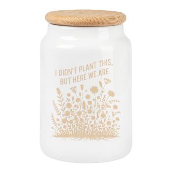 Je n’ai pas planté ça, mais nous y voilà - Boîte à biscuits avec couvercle en bois - blanc - Devant