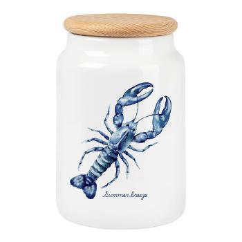 Sommerbrise Aquarell-Lobster - Keksdose mit Holzdeckel - Weiß - Vorne