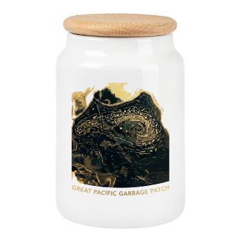 Pacific Garbage Patch - Cookie Jar with Wooden Lid - white - Front