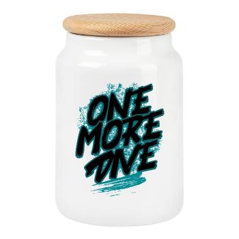 Tauchen - One More Dive - Scuba Diver Streetwear - Cookie Jar with Wooden Lid - white - Front