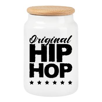Original Hip Hop - Keksdose mit Holzdeckel - Weiß - Vorne