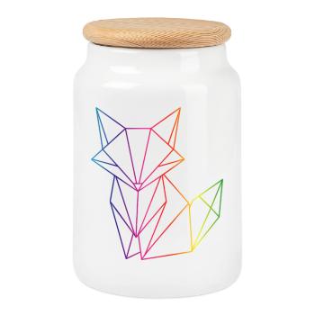 Motif moderne géométrie des lignes de renard - Boîte à biscuits avec couvercle en bois - blanc - Devant