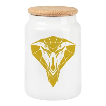 Geometrische Goldkobra Silhouette - Keksdose mit Holzdeckel - Weiß - Vorne